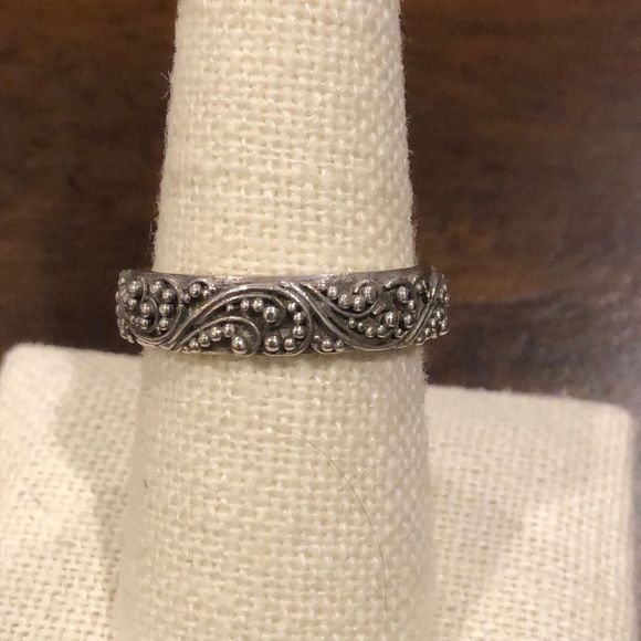 LOIS HILL Sterling Silver Granulated Ring With Oxidized Finish Size 8-1/2 - Picture 1 of 12